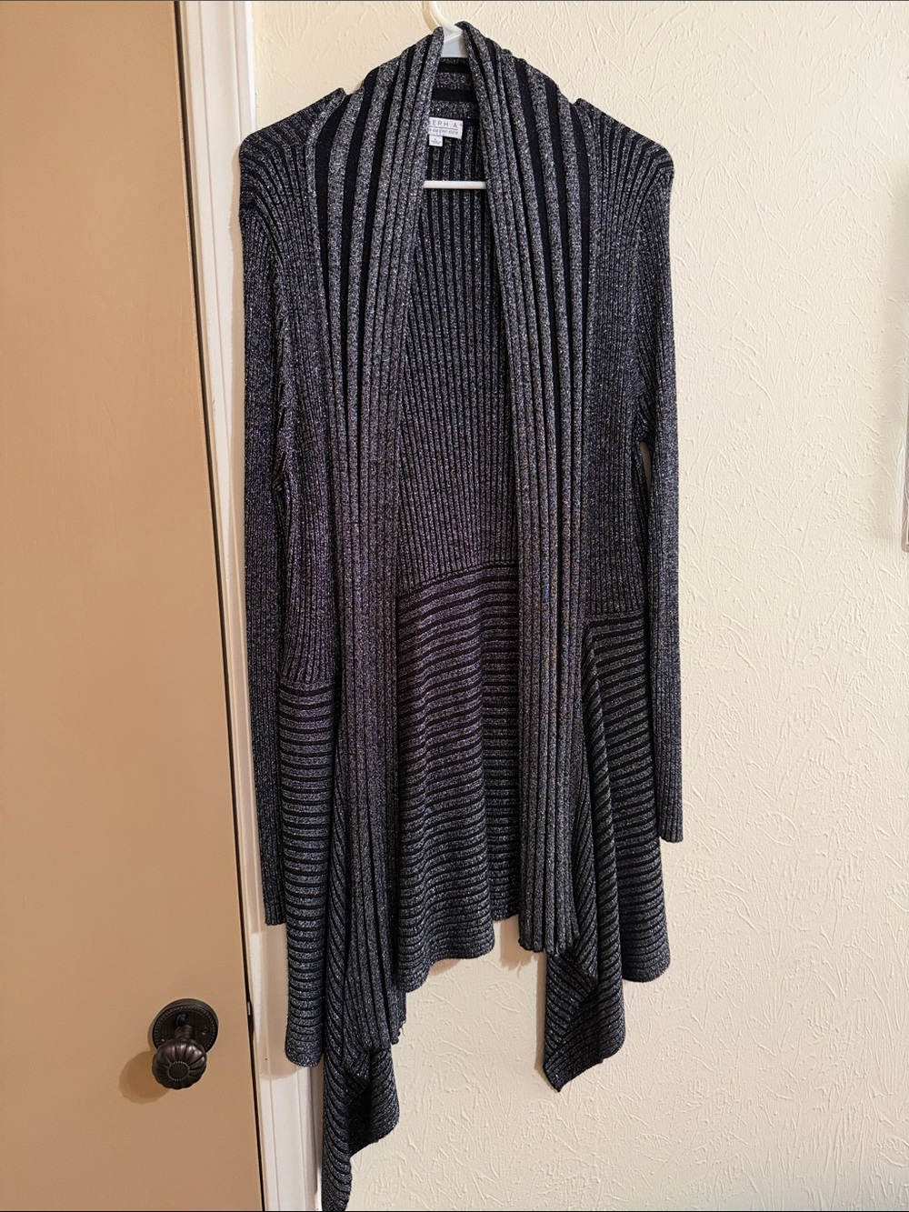 Joseph A Black & Gray Ribbed Open-Front Cardigan